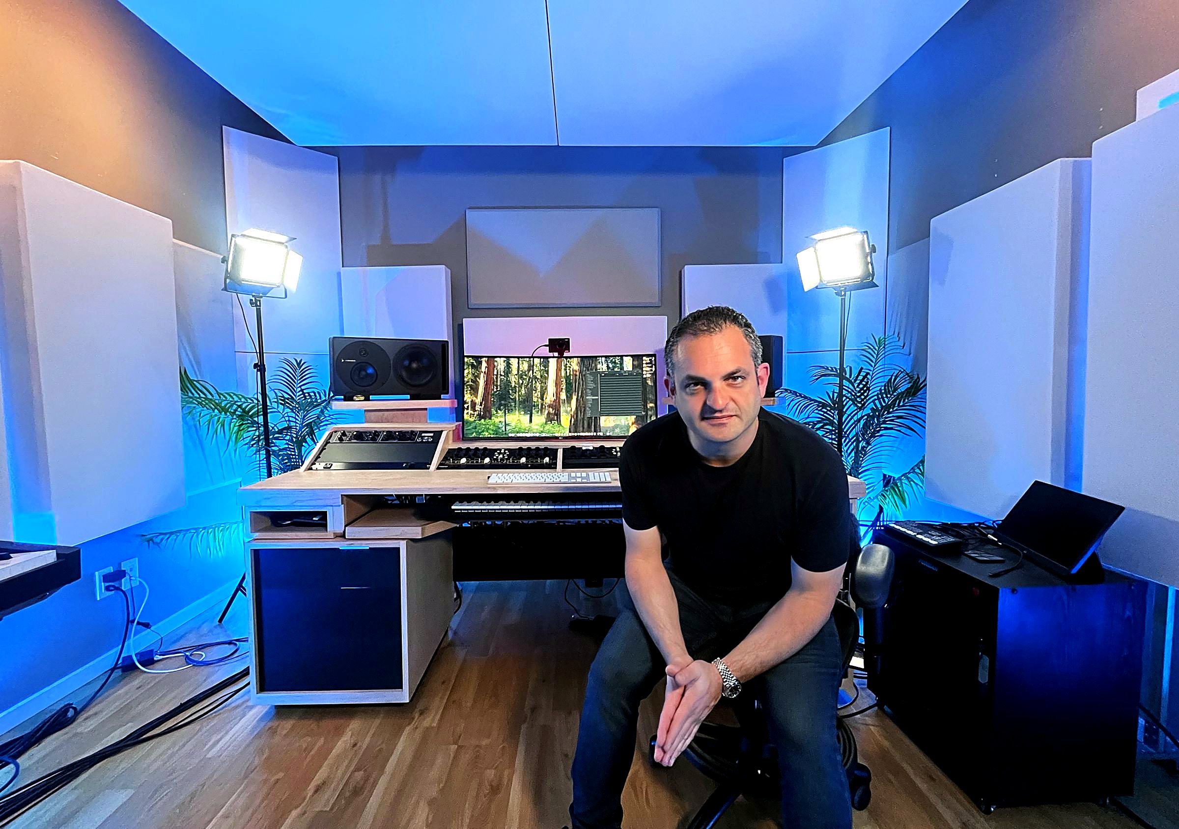 Freddie Harb at the desk in the Distinct Mastering studio